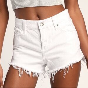 Pistola High Rise 3" White Cut Off Jean Shorts Stretch Raw Hem Size 29